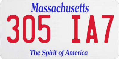 MA license plate 305IA7