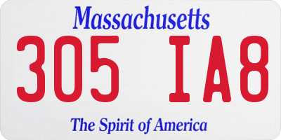 MA license plate 305IA8