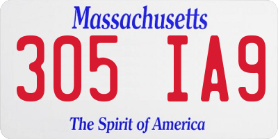 MA license plate 305IA9