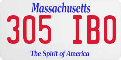 MA license plate 305IB0