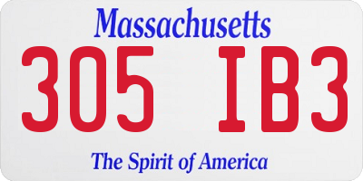MA license plate 305IB3