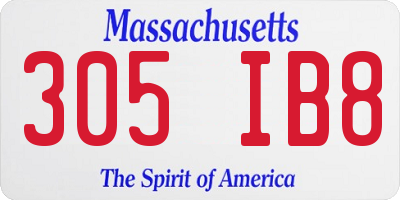 MA license plate 305IB8
