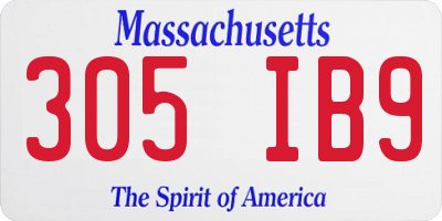MA license plate 305IB9