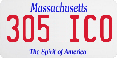 MA license plate 305IC0