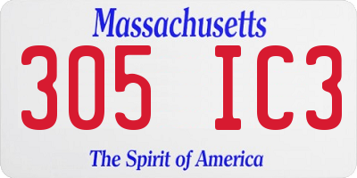 MA license plate 305IC3