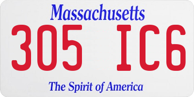 MA license plate 305IC6