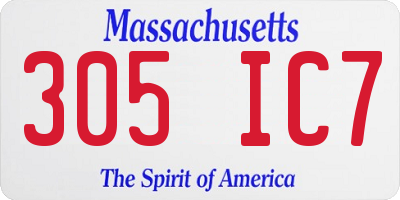 MA license plate 305IC7