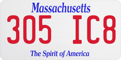MA license plate 305IC8