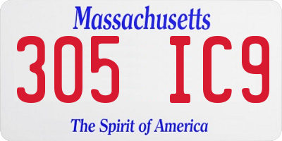 MA license plate 305IC9