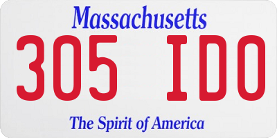 MA license plate 305ID0