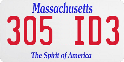 MA license plate 305ID3
