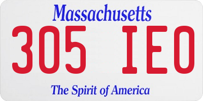 MA license plate 305IE0