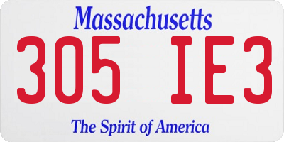 MA license plate 305IE3