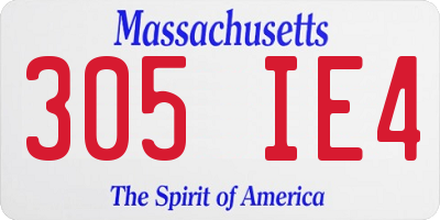 MA license plate 305IE4