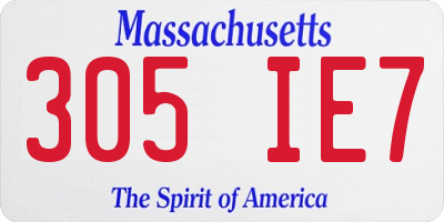 MA license plate 305IE7