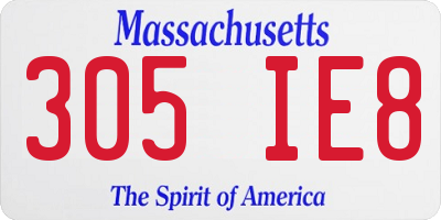 MA license plate 305IE8