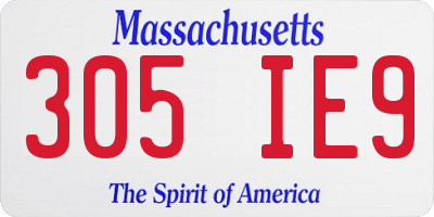MA license plate 305IE9