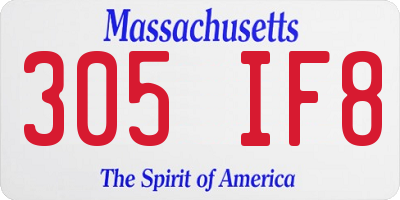 MA license plate 305IF8