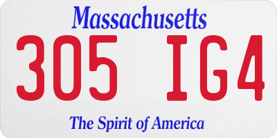 MA license plate 305IG4