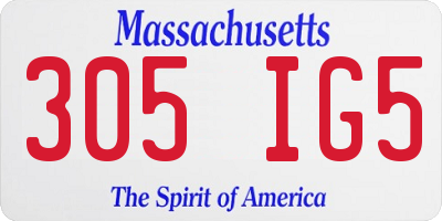 MA license plate 305IG5