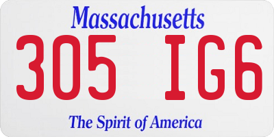 MA license plate 305IG6