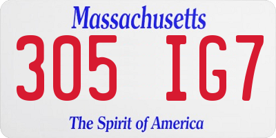 MA license plate 305IG7