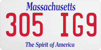MA license plate 305IG9