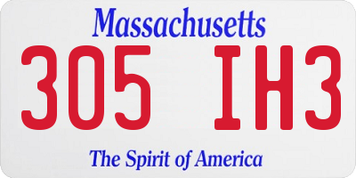 MA license plate 305IH3