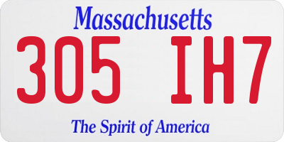 MA license plate 305IH7