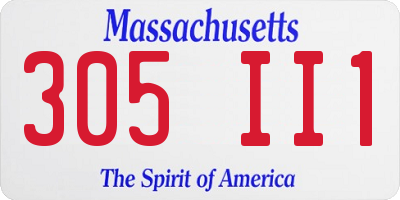 MA license plate 305II1