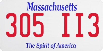 MA license plate 305II3