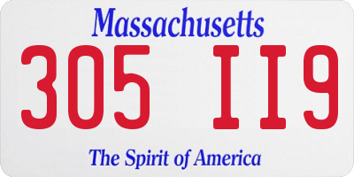 MA license plate 305II9