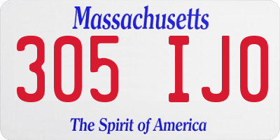 MA license plate 305IJ0