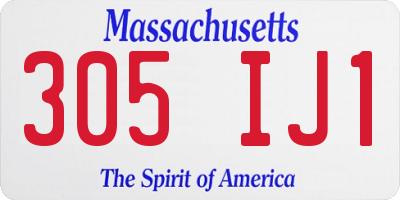 MA license plate 305IJ1