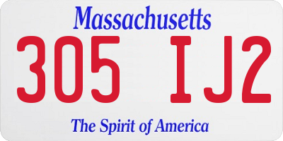 MA license plate 305IJ2