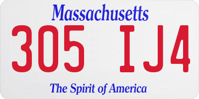 MA license plate 305IJ4