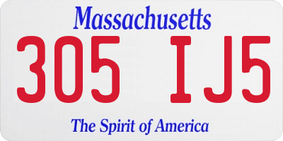 MA license plate 305IJ5