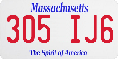 MA license plate 305IJ6