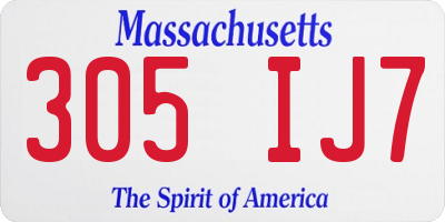 MA license plate 305IJ7