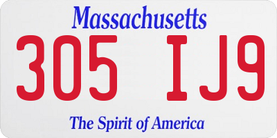 MA license plate 305IJ9
