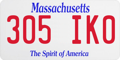 MA license plate 305IK0