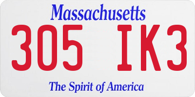 MA license plate 305IK3