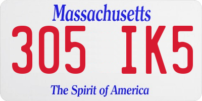 MA license plate 305IK5
