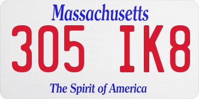 MA license plate 305IK8
