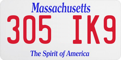 MA license plate 305IK9