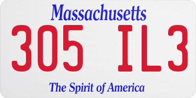 MA license plate 305IL3
