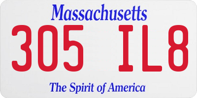 MA license plate 305IL8