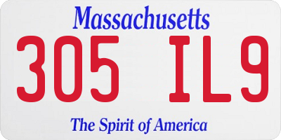 MA license plate 305IL9