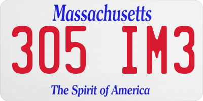 MA license plate 305IM3