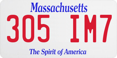 MA license plate 305IM7